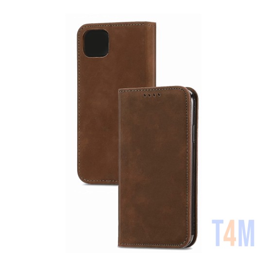 Capa de Couro com Bolso Interno para Xiaomi Redmi A1 2022 Marrom